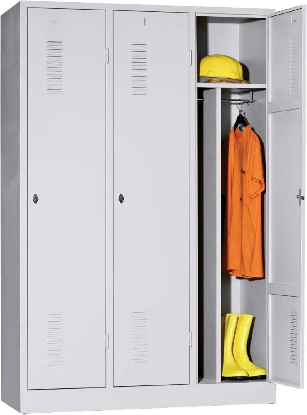 Gamma 2 / Vestiaire monobloc 3 portes industrie salissante Gris clair MBEco (ref. 13952)