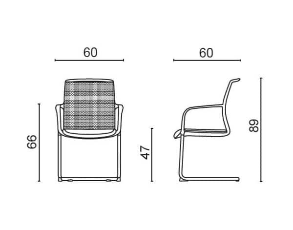 Zed milani / Chaise visiteur résille Milani (ref. 35496)